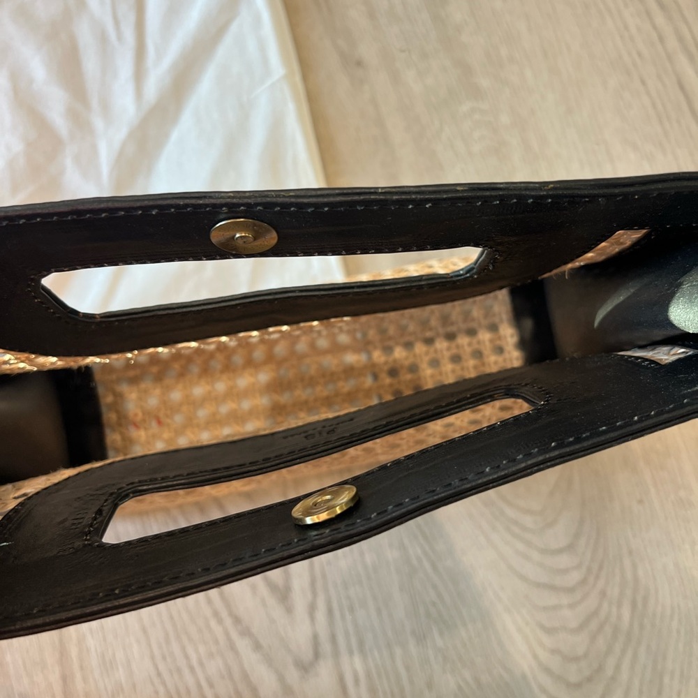 Rattan and leather handbag - Picture 3 of 4